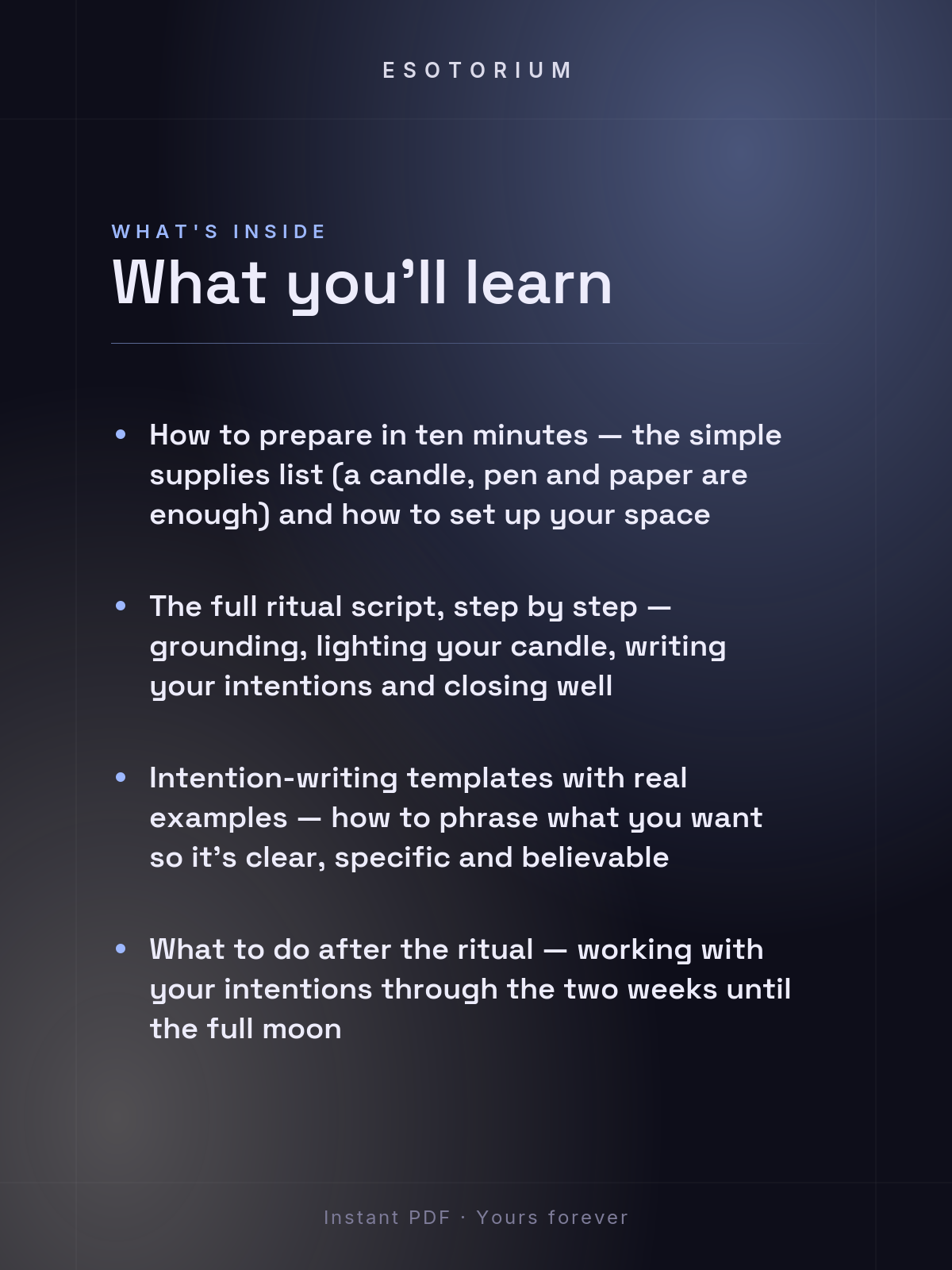New Moon Ritual Guide — Set Powerful Intentions — what you'll learn