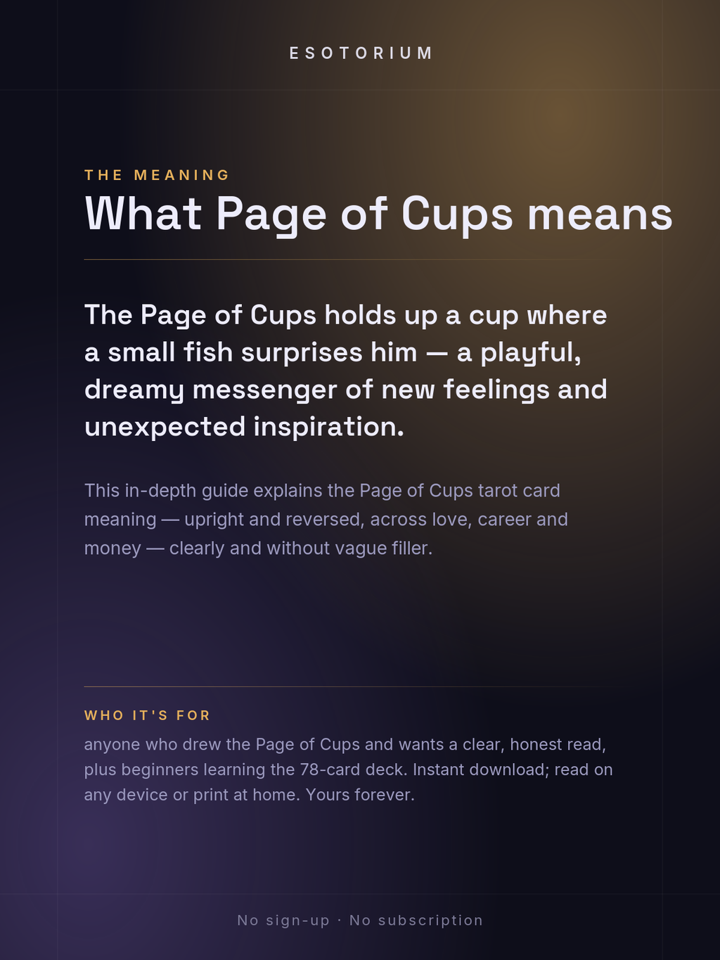 Page of Cups — Tarot Card Meaning (Upright & Reversed) — Who it's for