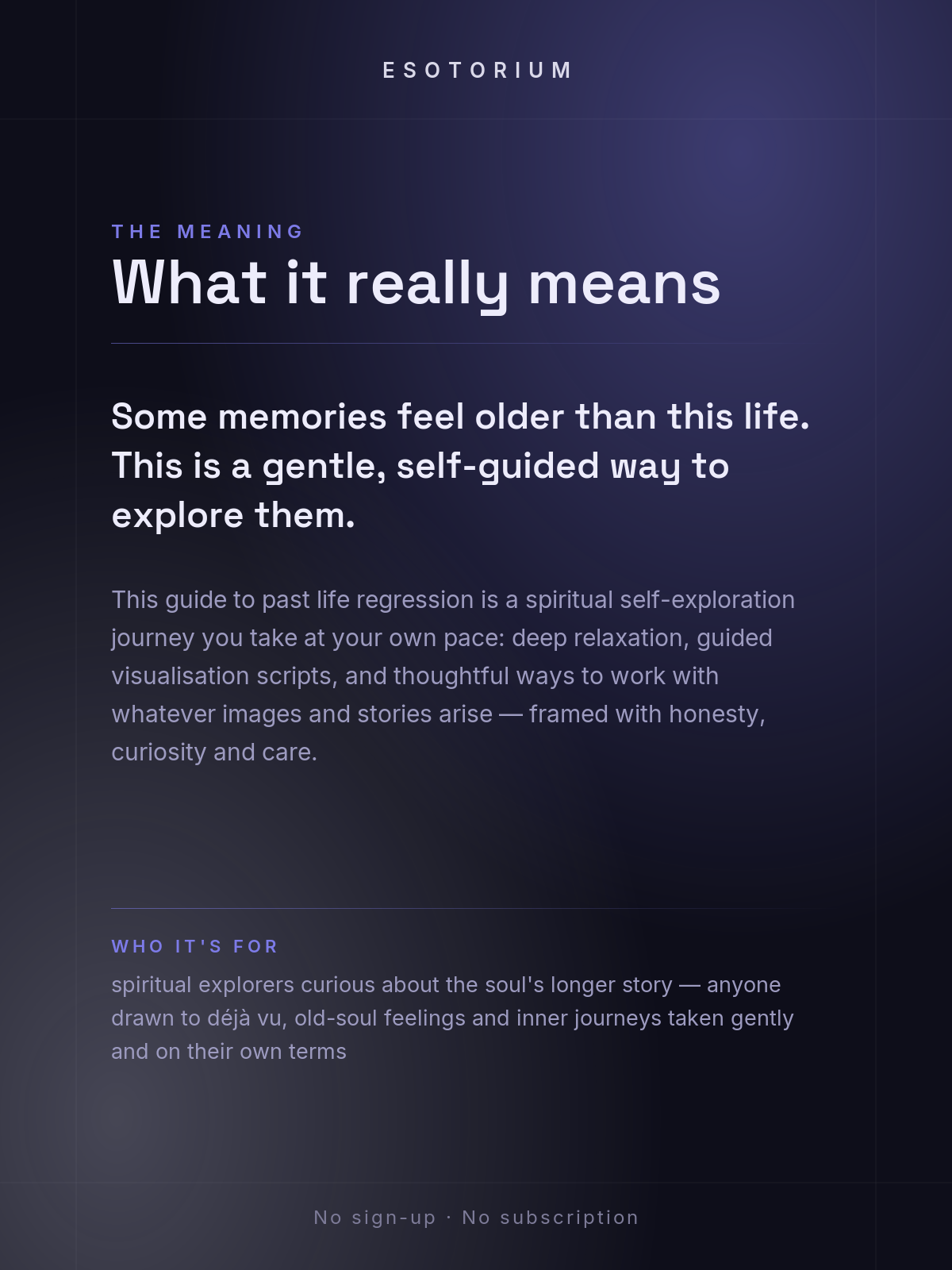 Past Life Regression — A Self-Guided Journey — what it means