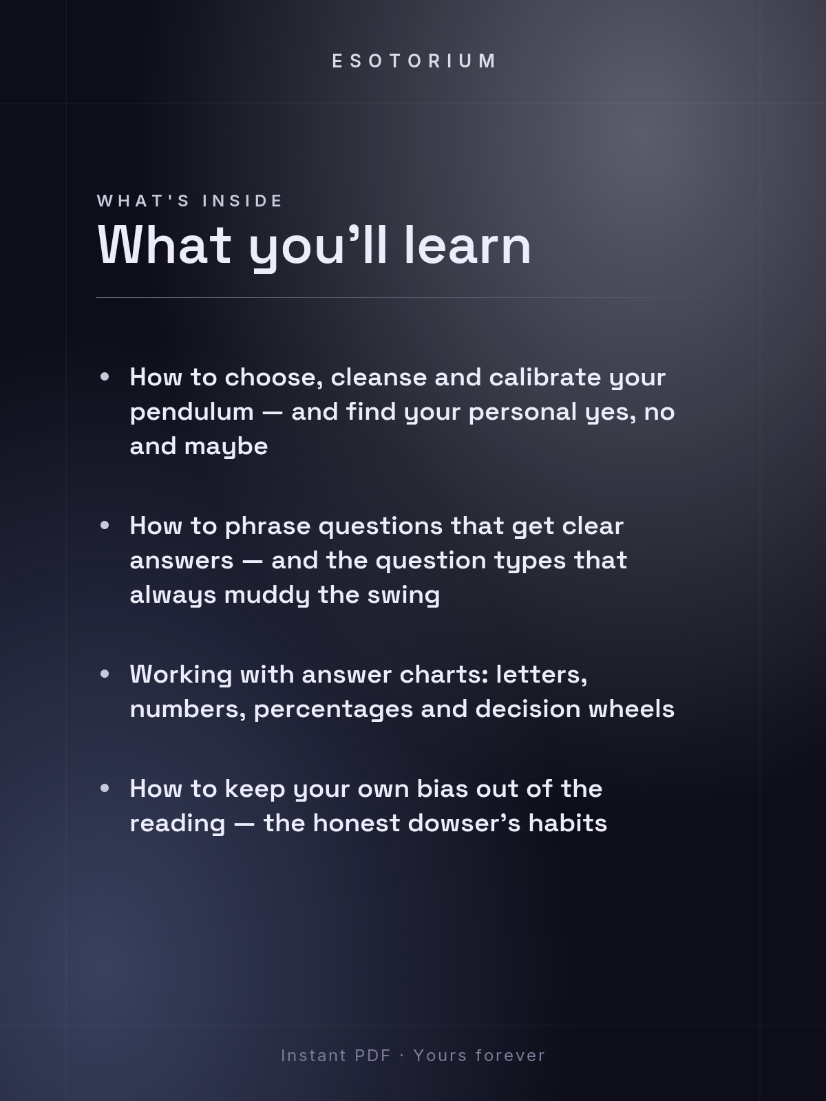 Pendulum Dowsing — Ask & Get Answers — what you'll learn