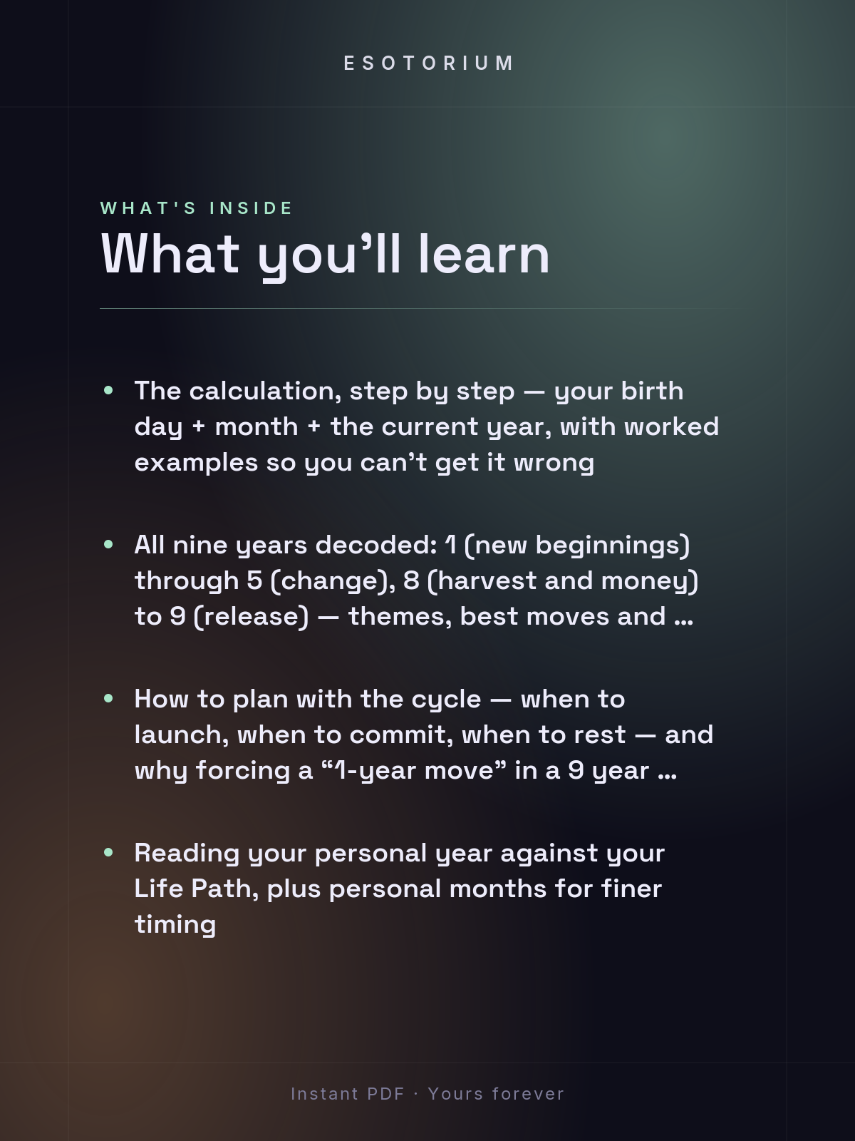 Your Personal Year Number — Forecast & Cycles — what you'll learn