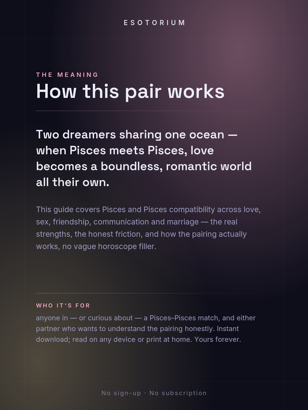 Pisces and Pisces Compatibility — Love, Sex & Friendship — What it means