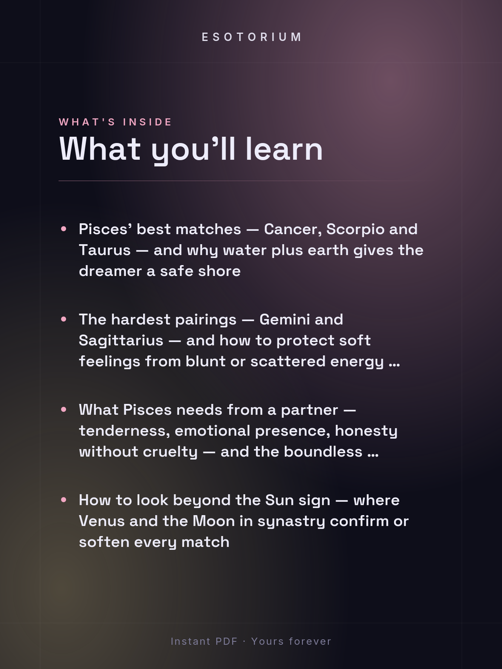 Pisces Compatibility — Best & Worst Matches — What's inside
