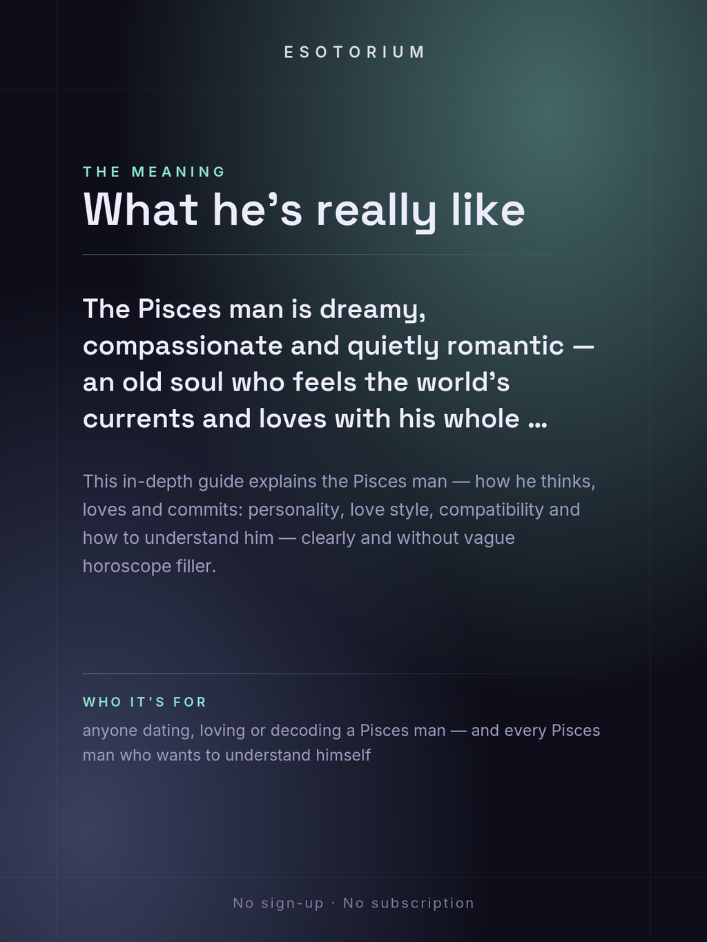 The Pisces Man — Personality, Love & Compatibility — what it means