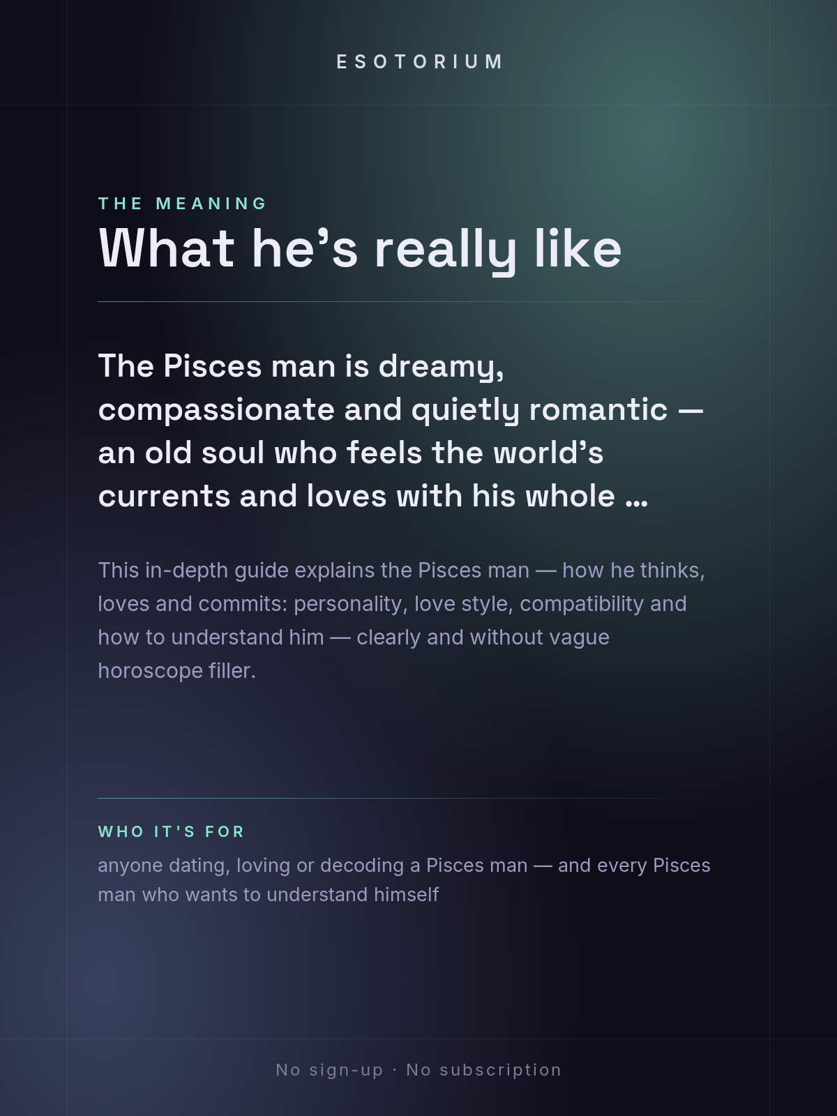 The Pisces Man — Personality, Love & Compatibility — what it means
