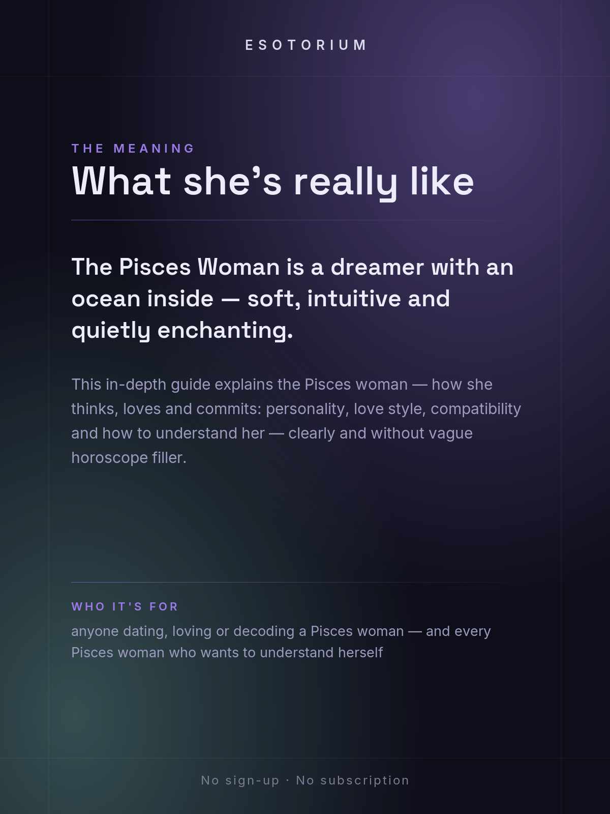 The Pisces Woman — Personality, Love & Compatibility — what it means