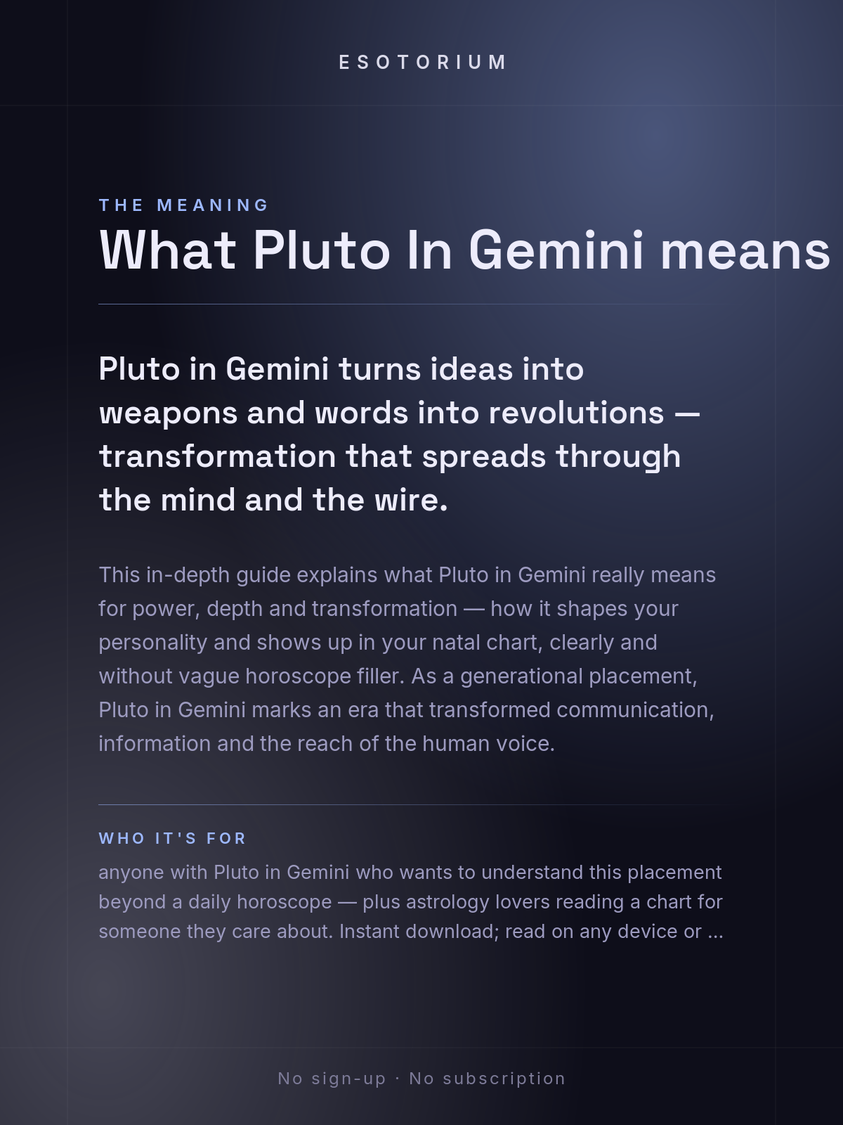 Pluto in Gemini — Meaning in Your Birth Chart — What it means