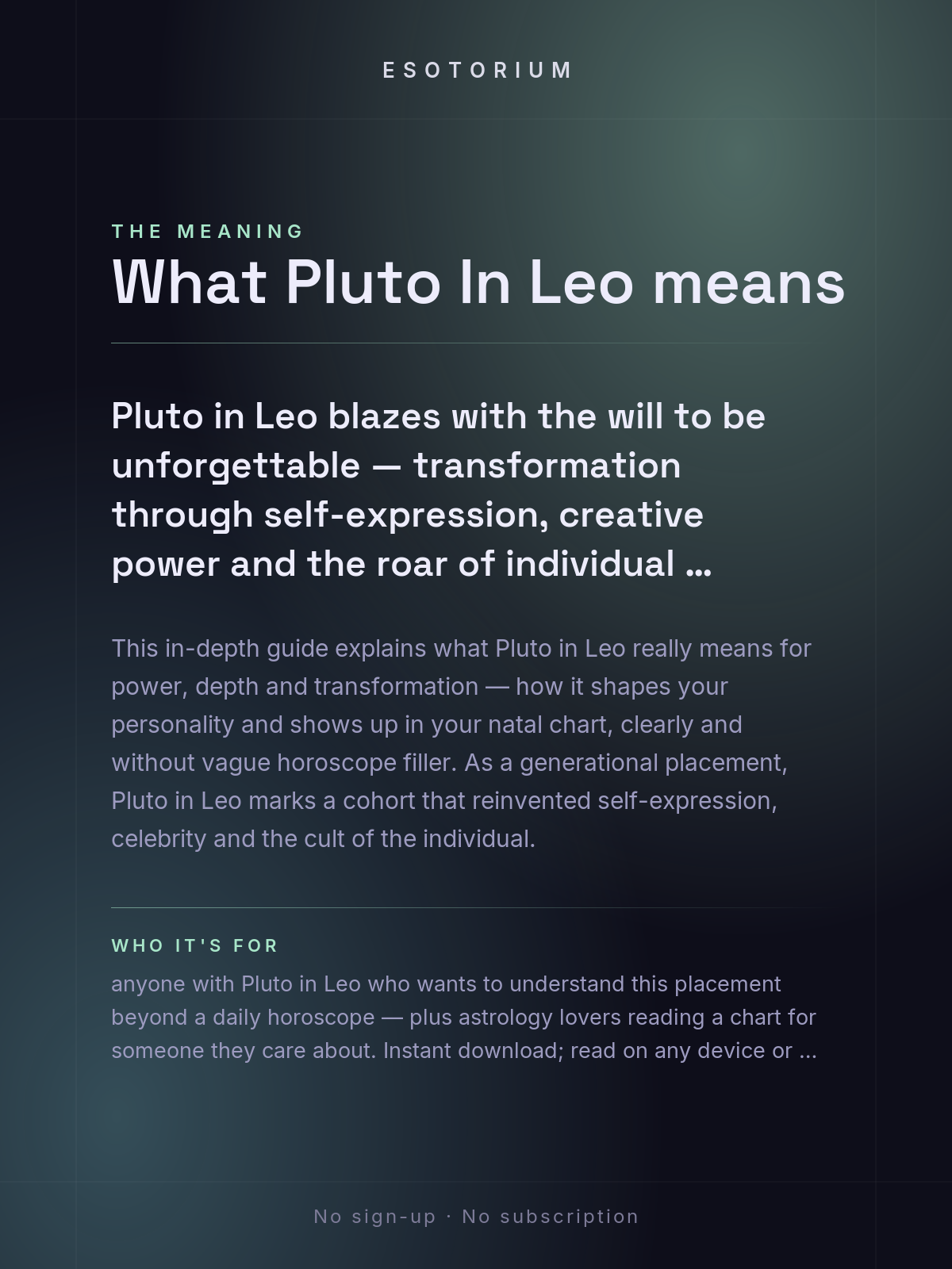 Pluto in Leo — Meaning in Your Birth Chart — What it means