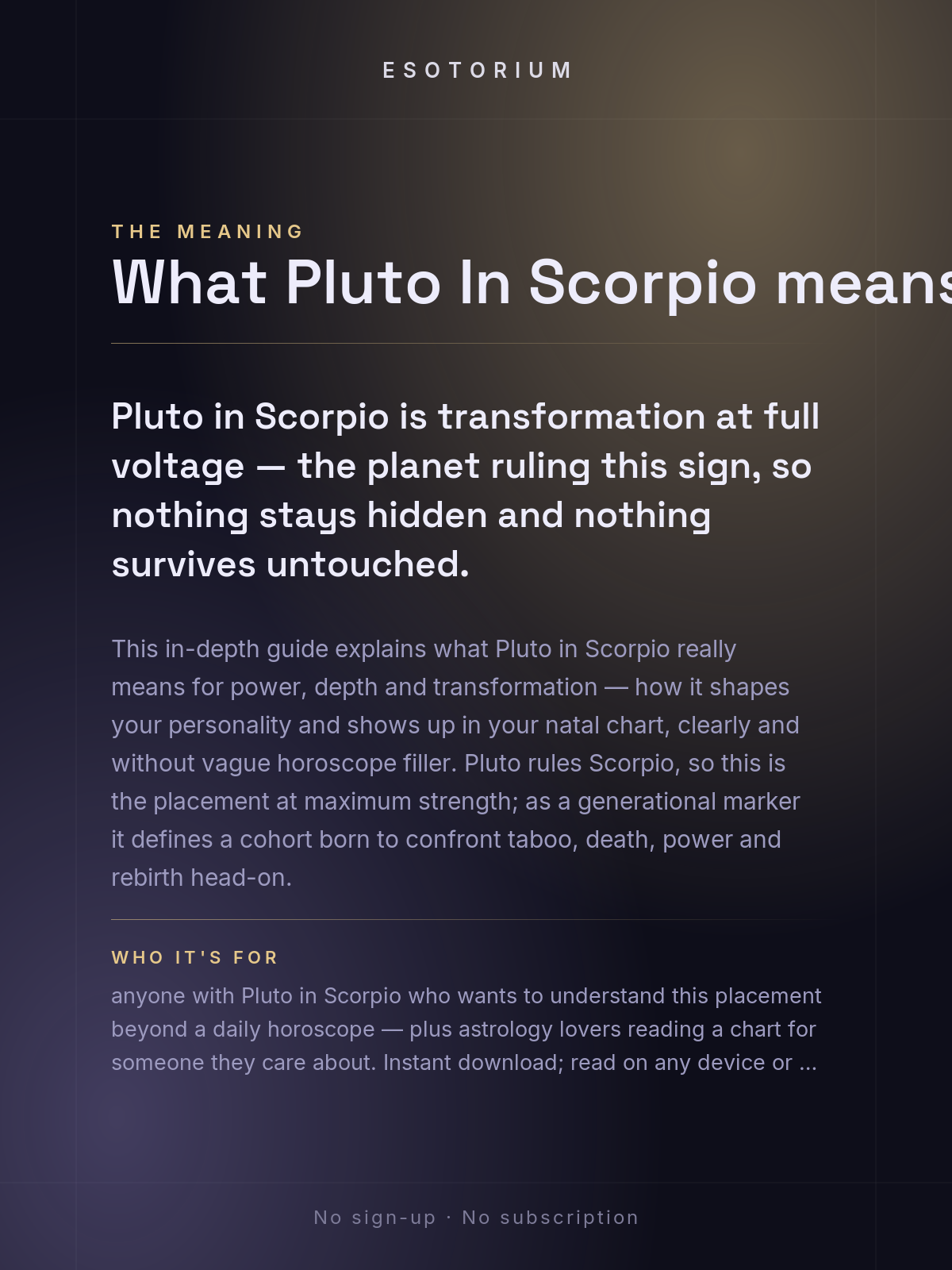 Pluto in Scorpio — Meaning in Your Birth Chart — What it means