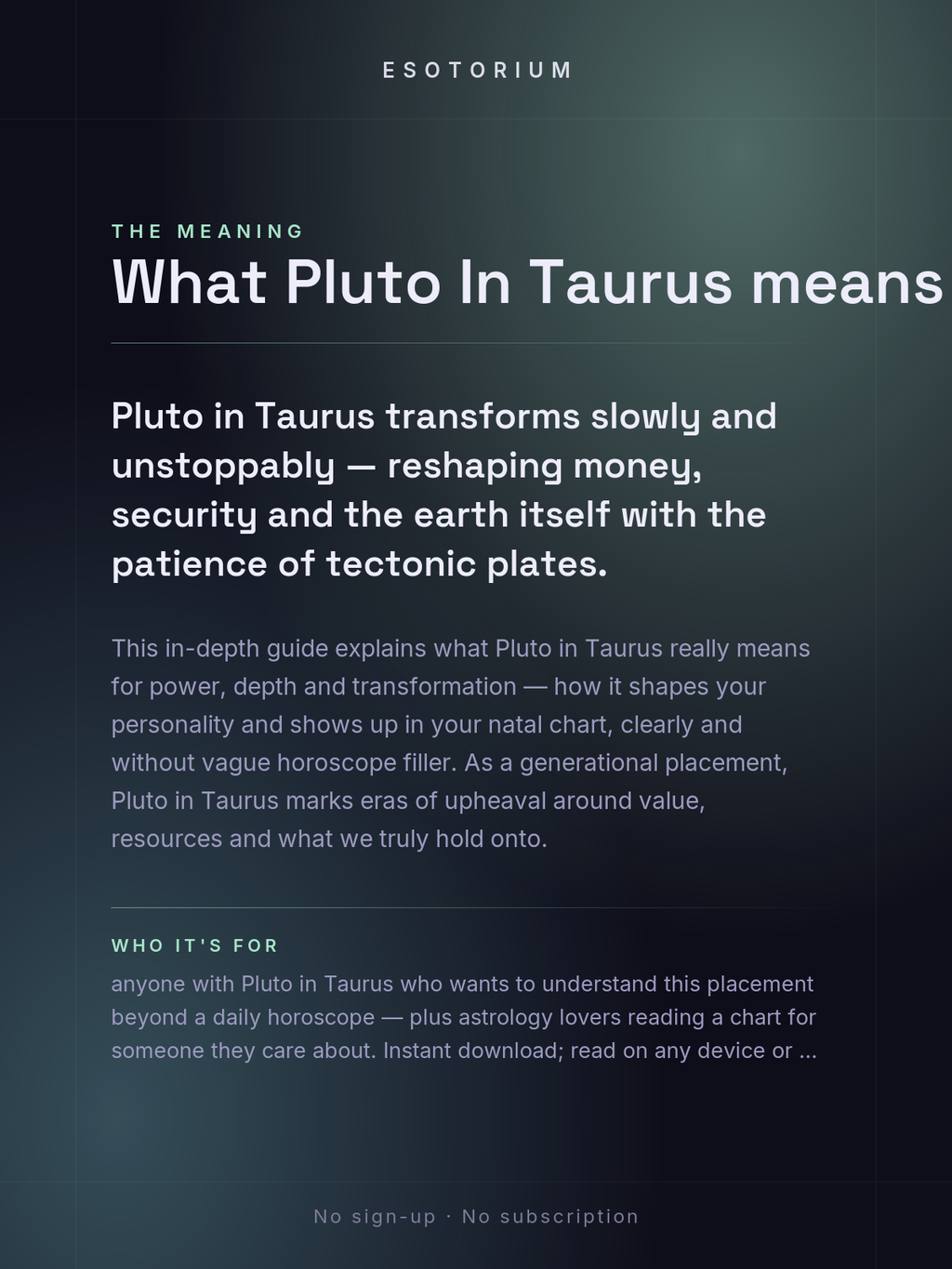 Pluto in Taurus — Meaning in Your Birth Chart — What it means