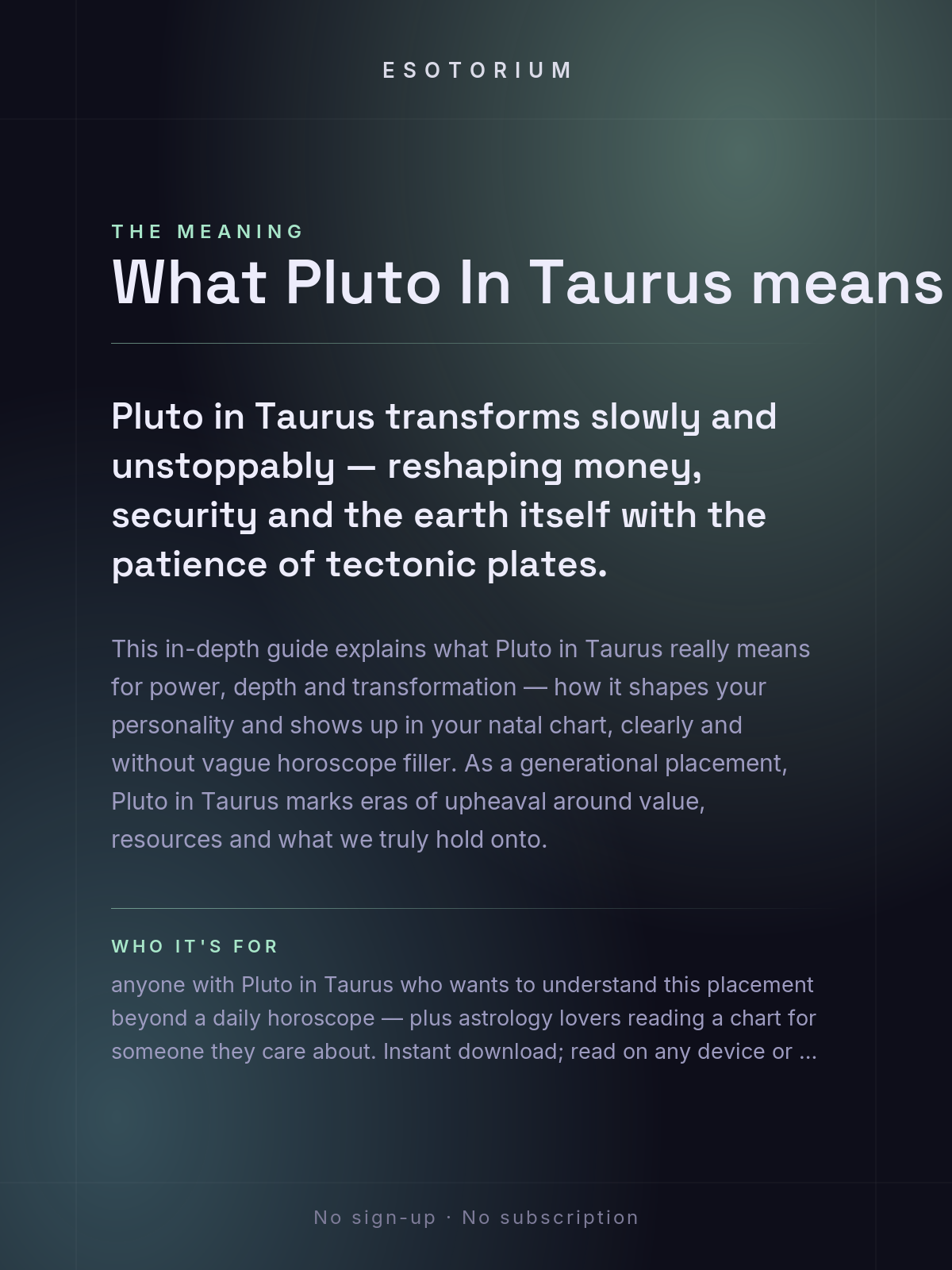Pluto in Taurus — Meaning in Your Birth Chart — What it means