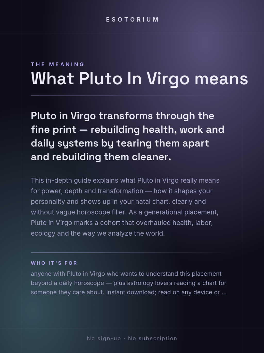 Pluto in Virgo — Meaning in Your Birth Chart — What it means