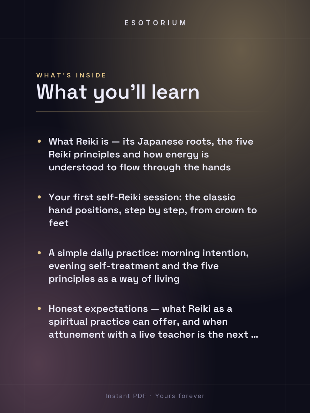 Reiki for Beginners — Energy Healing Basics — what you'll learn