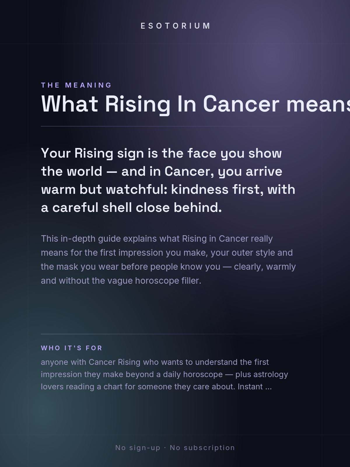 Rising in Cancer — Meaning in Your Birth Chart — What it means