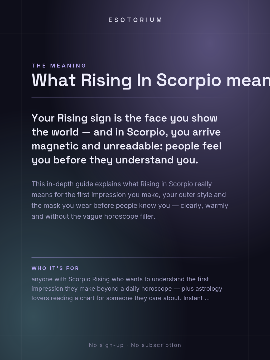 Rising in Scorpio — Meaning in Your Birth Chart — What it means
