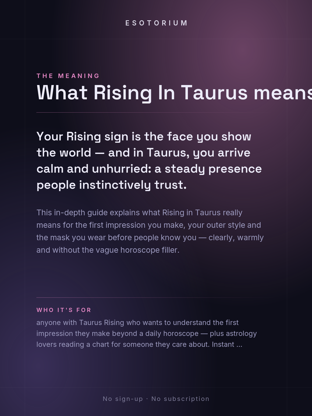 Rising in Taurus — Meaning in Your Birth Chart — What it means
