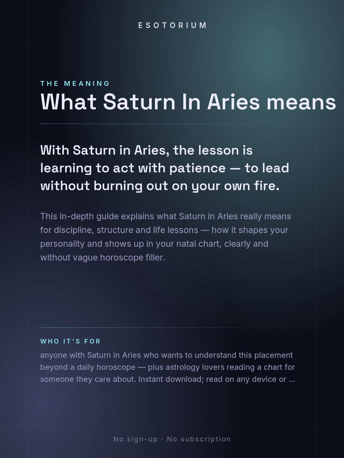 Saturn in Aries — Meaning in Your Birth Chart — What it means
