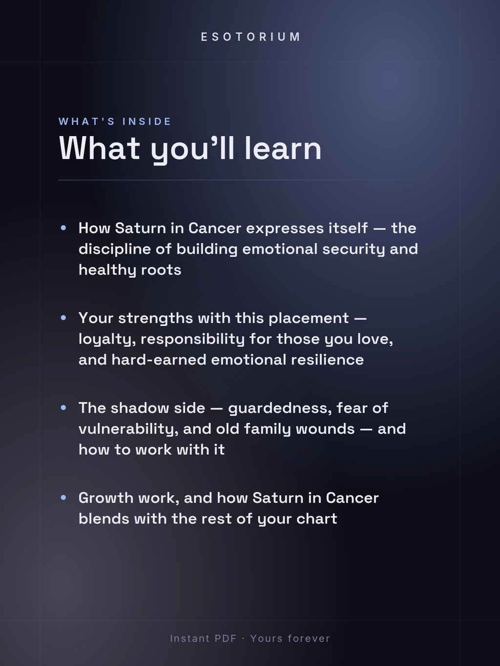 Saturn in Cancer — Meaning in Your Birth Chart — What's inside