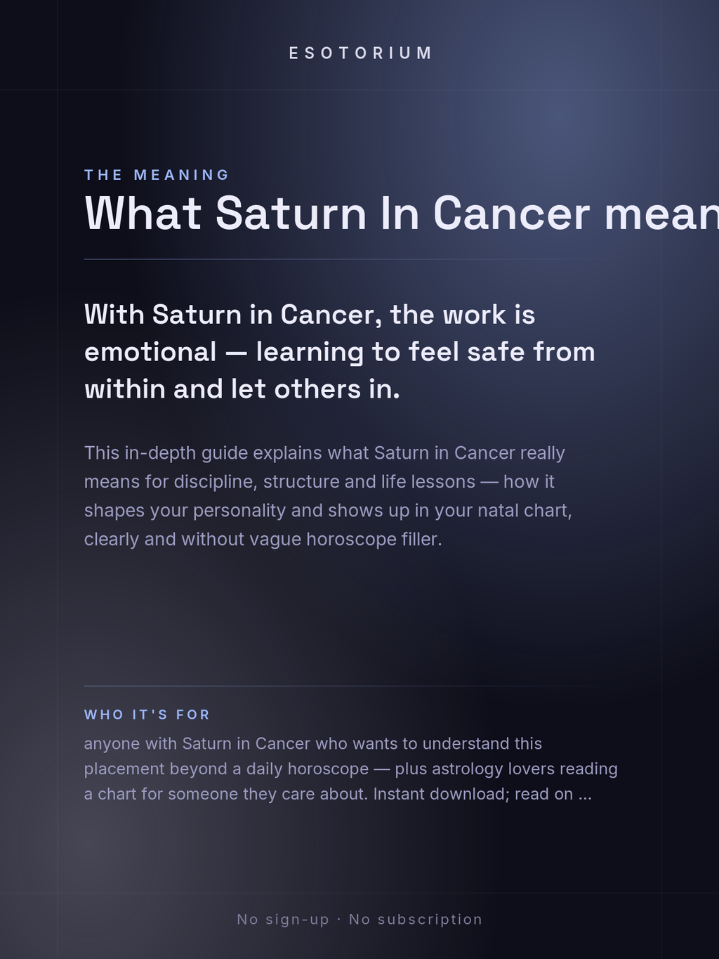 Saturn in Cancer — Meaning in Your Birth Chart — What it means