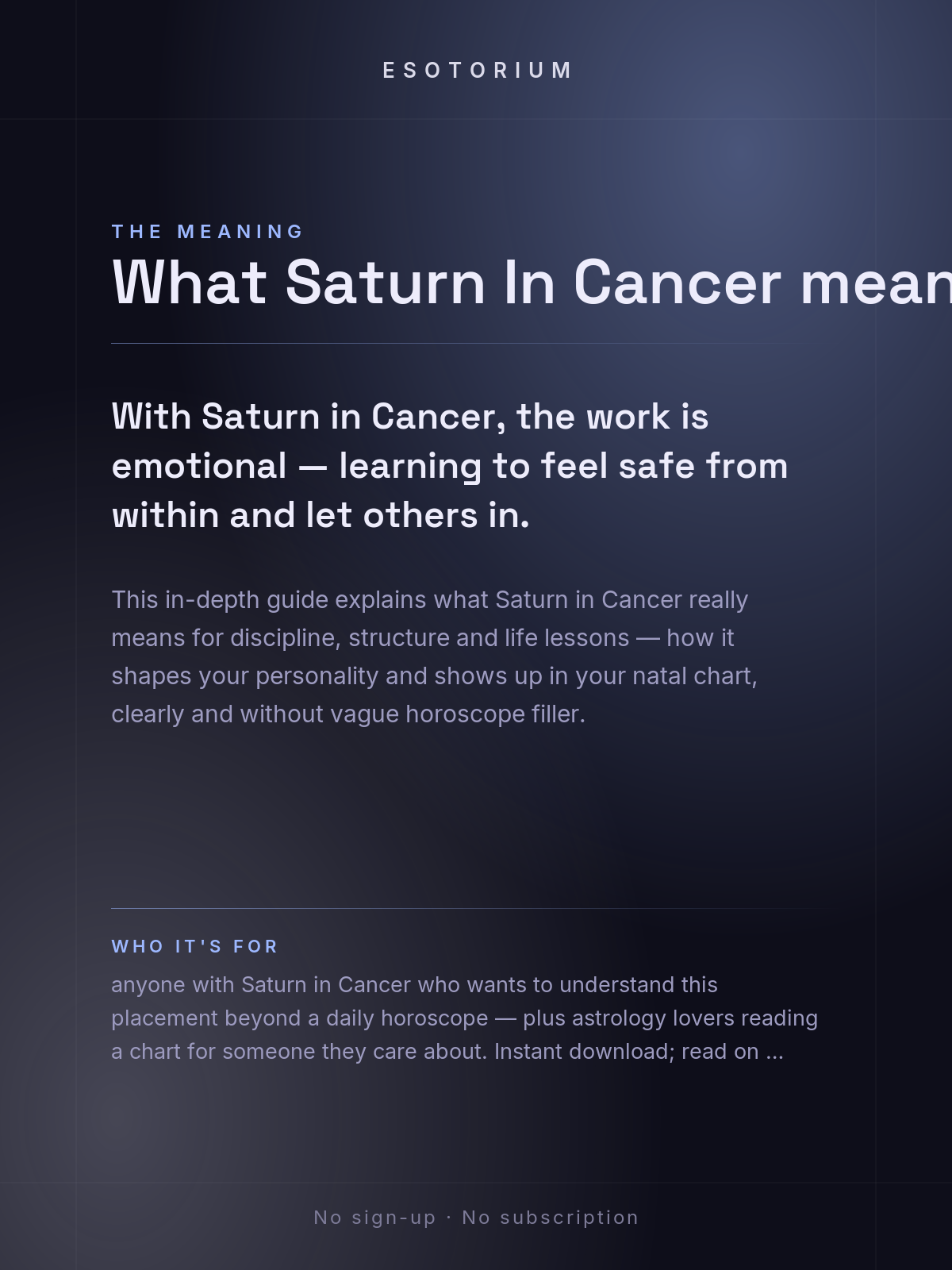 Saturn in Cancer — Meaning in Your Birth Chart — What it means