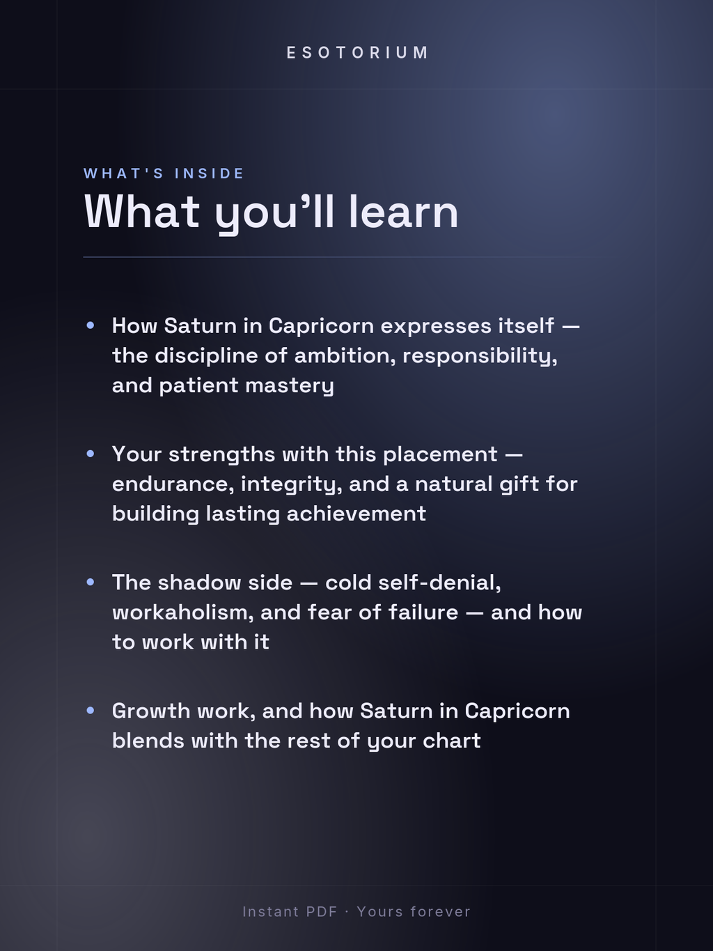 Saturn in Capricorn — Meaning in Your Birth Chart — What's inside