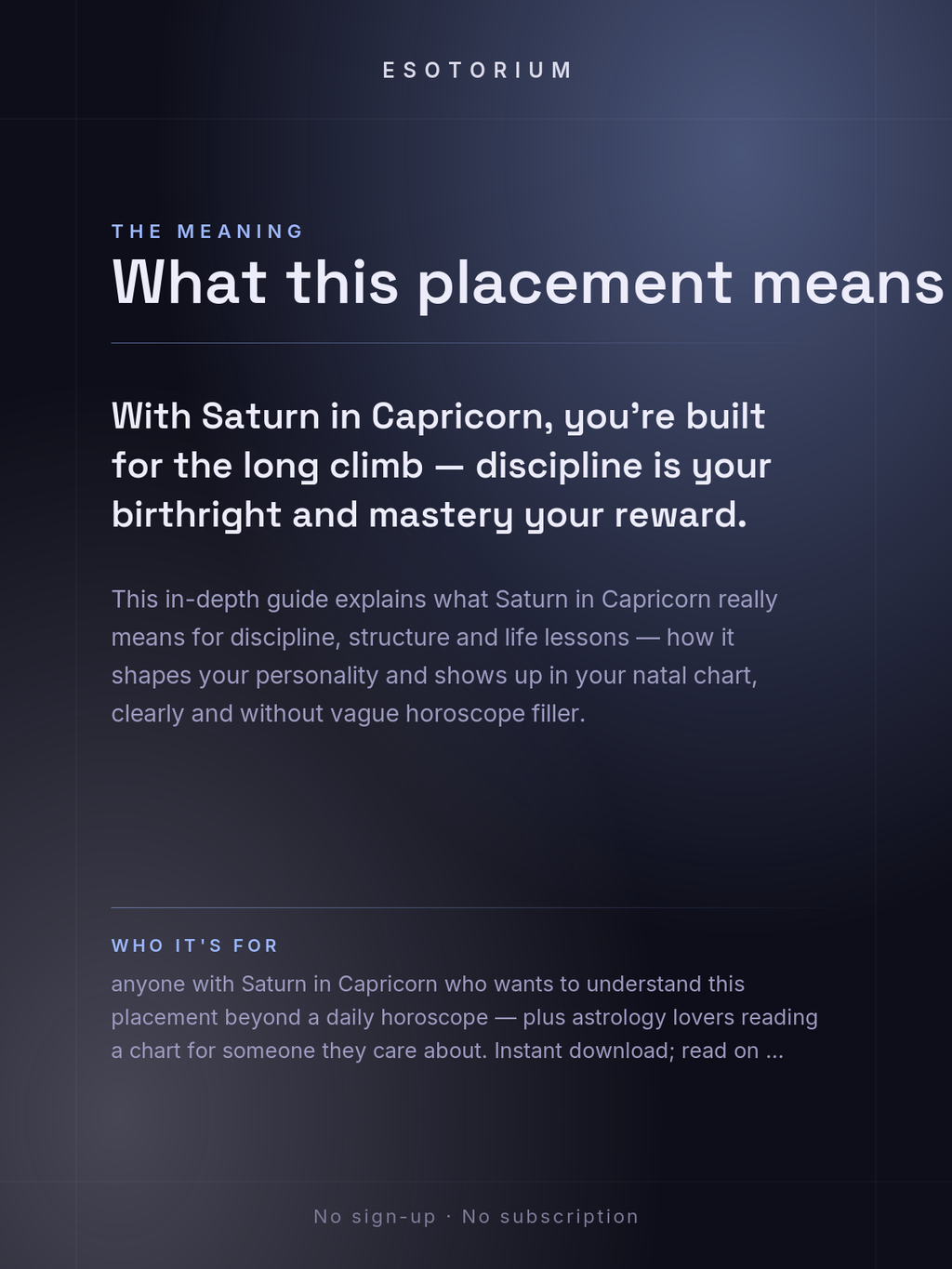 Saturn in Capricorn — Meaning in Your Birth Chart — What it means
