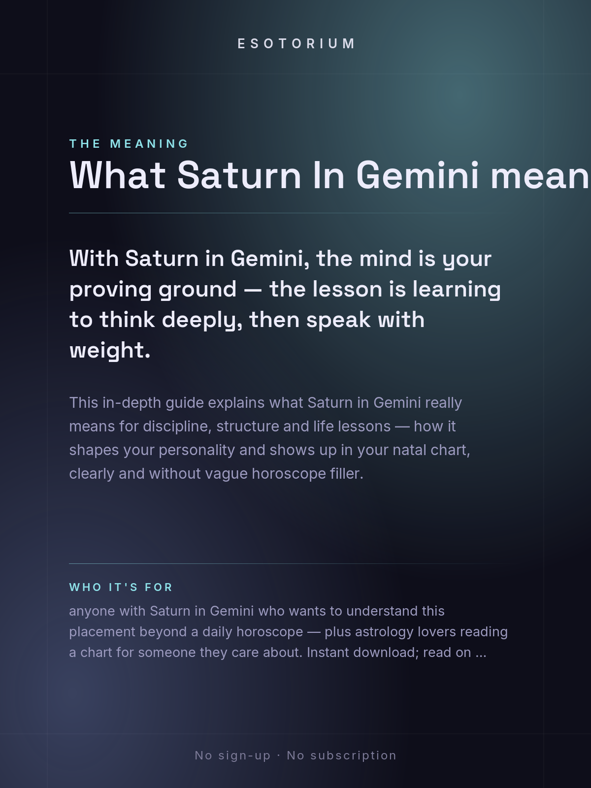 Saturn in Gemini — Meaning in Your Birth Chart — What it means