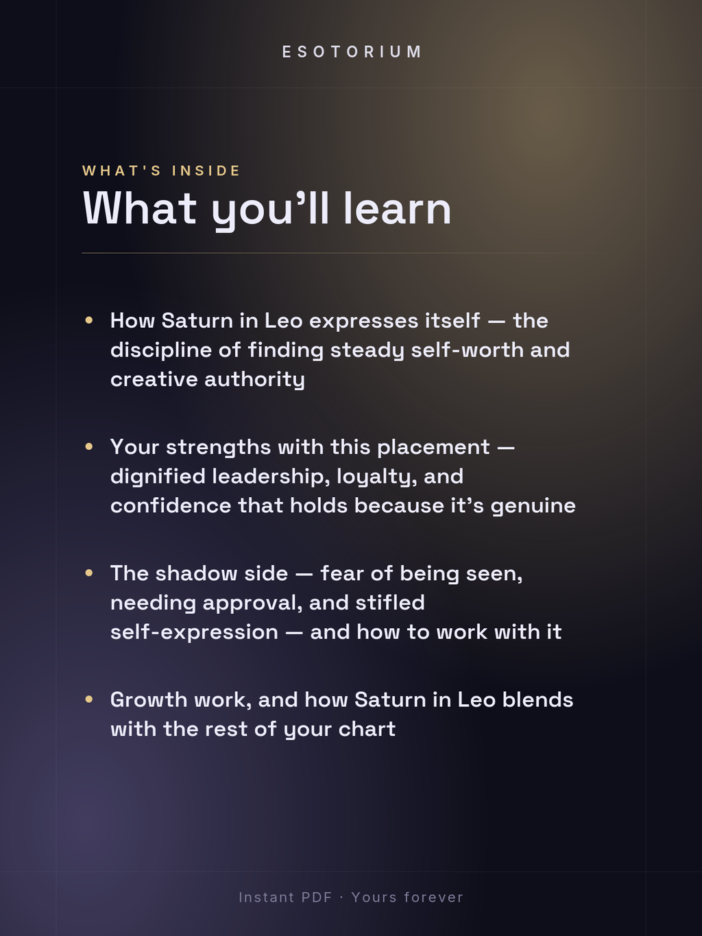 Saturn in Leo — Meaning in Your Birth Chart — What's inside