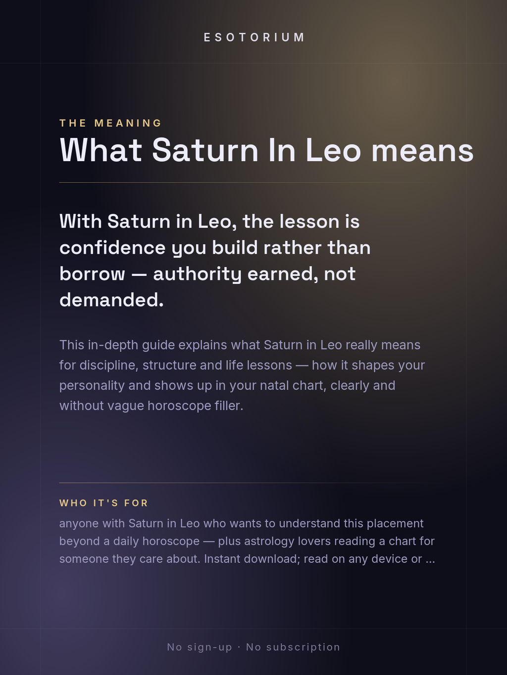 Saturn in Leo — Meaning in Your Birth Chart — What it means