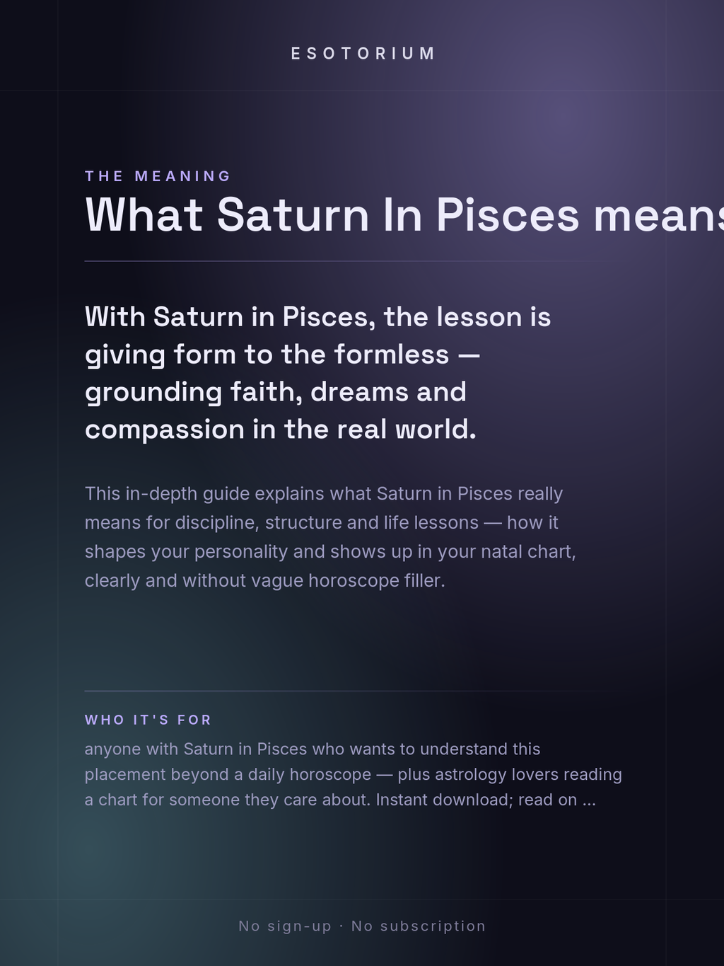 Saturn in Pisces — Meaning in Your Birth Chart — What it means