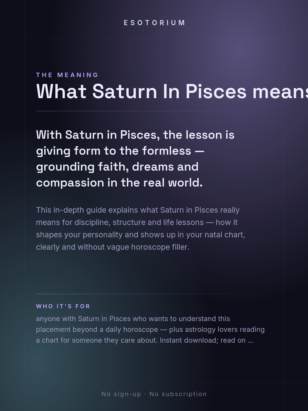 Saturn in Pisces — Meaning in Your Birth Chart — What it means