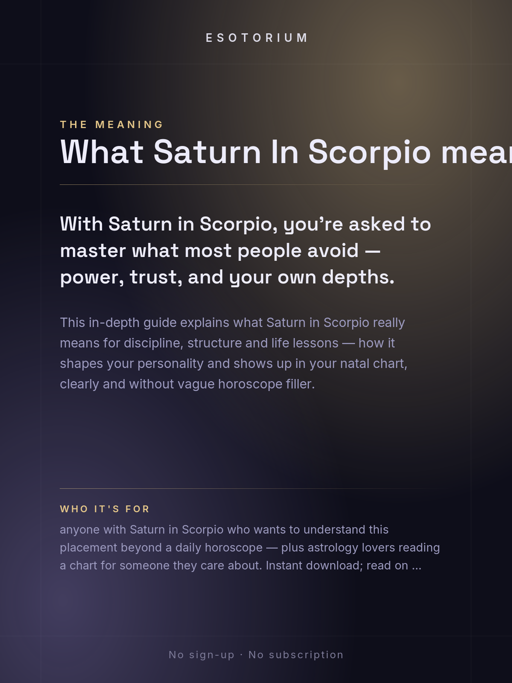Saturn in Scorpio — Meaning in Your Birth Chart — What it means