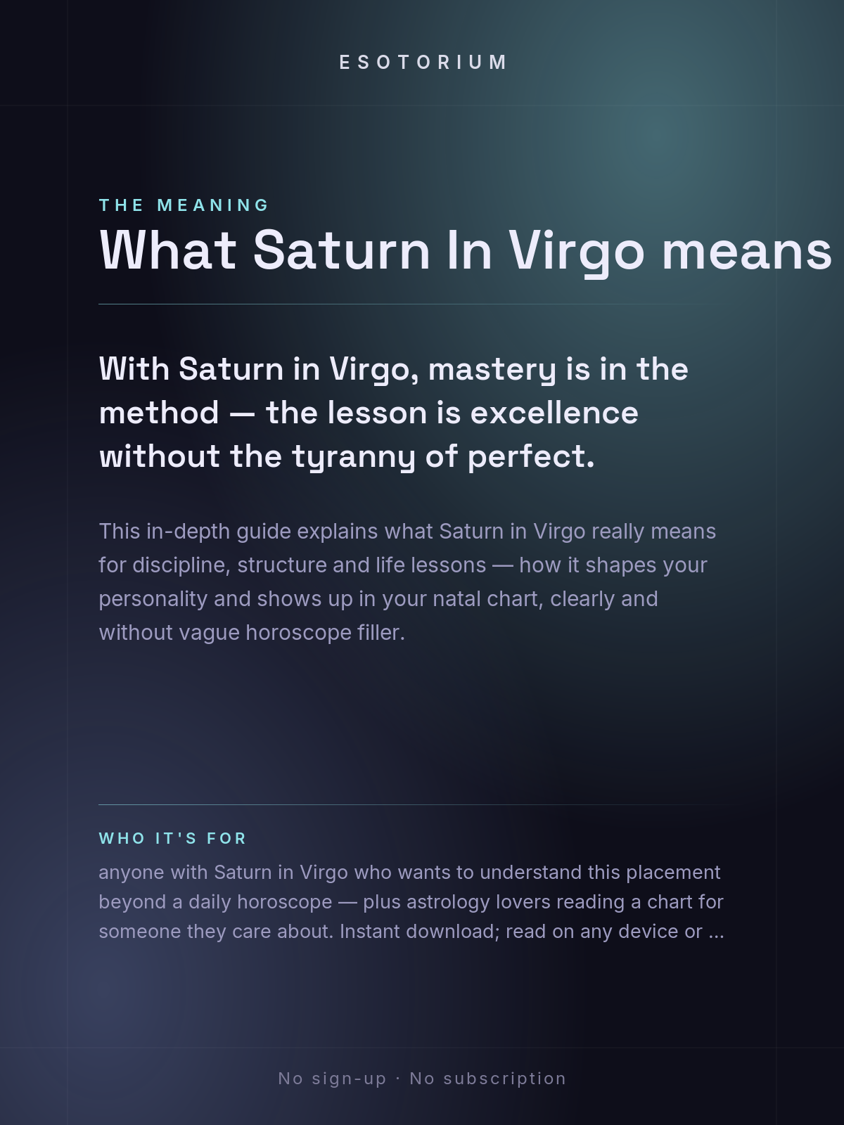 Saturn in Virgo — Meaning in Your Birth Chart — What it means