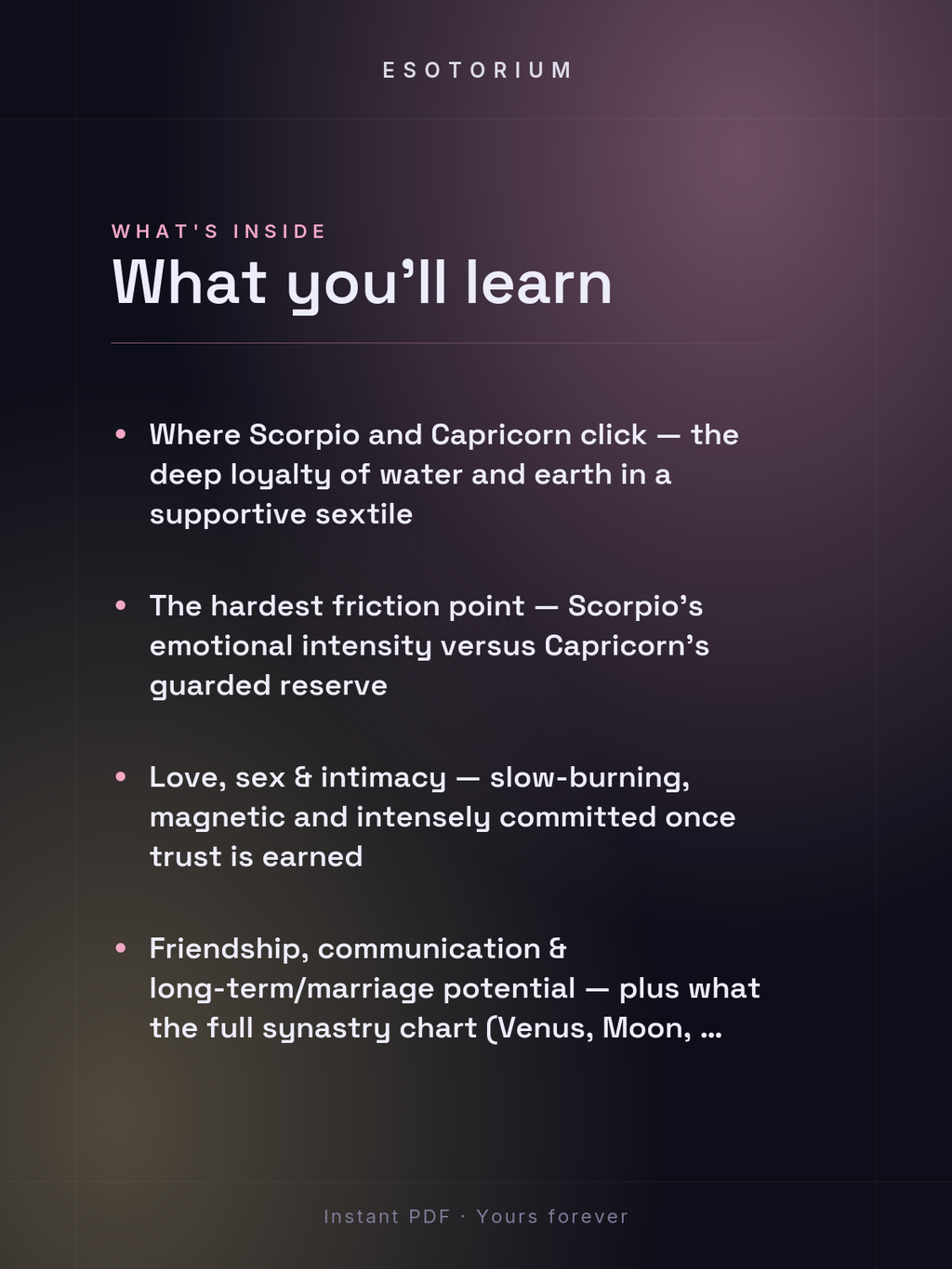 Scorpio and Capricorn Compatibility — Love, Sex & Friendship — What's inside