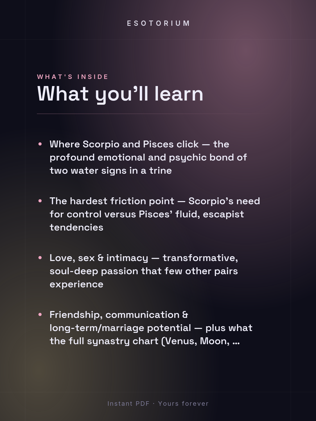 Scorpio and Pisces Compatibility — Love, Sex & Friendship — What's inside