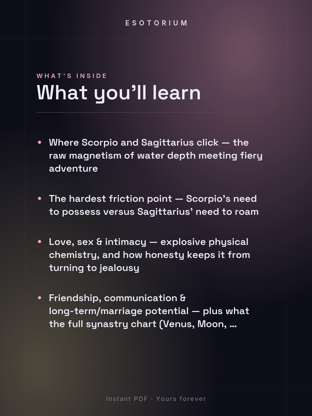Scorpio and Sagittarius Compatibility — Love, Sex & Friendship — What's inside