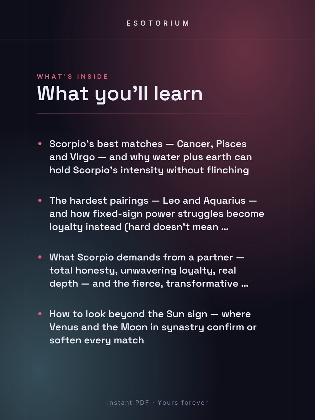 Scorpio Compatibility — Best & Worst Matches — What's inside