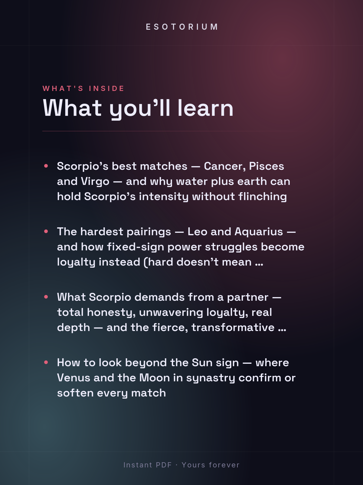 Scorpio Compatibility — Best & Worst Matches — What's inside