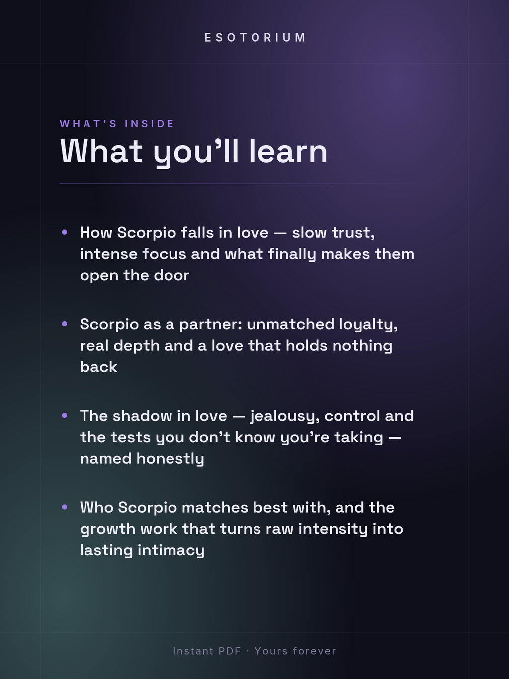 Scorpio in Love & Relationships — what you'll learn