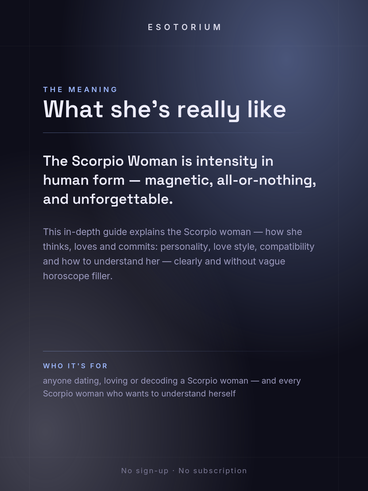 The Scorpio Woman — Personality, Love & Compatibility — what it means