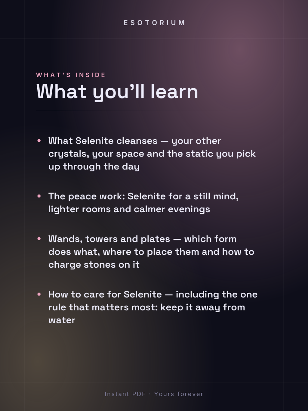 Selenite — Meaning, Uses & Healing Properties — what you'll learn