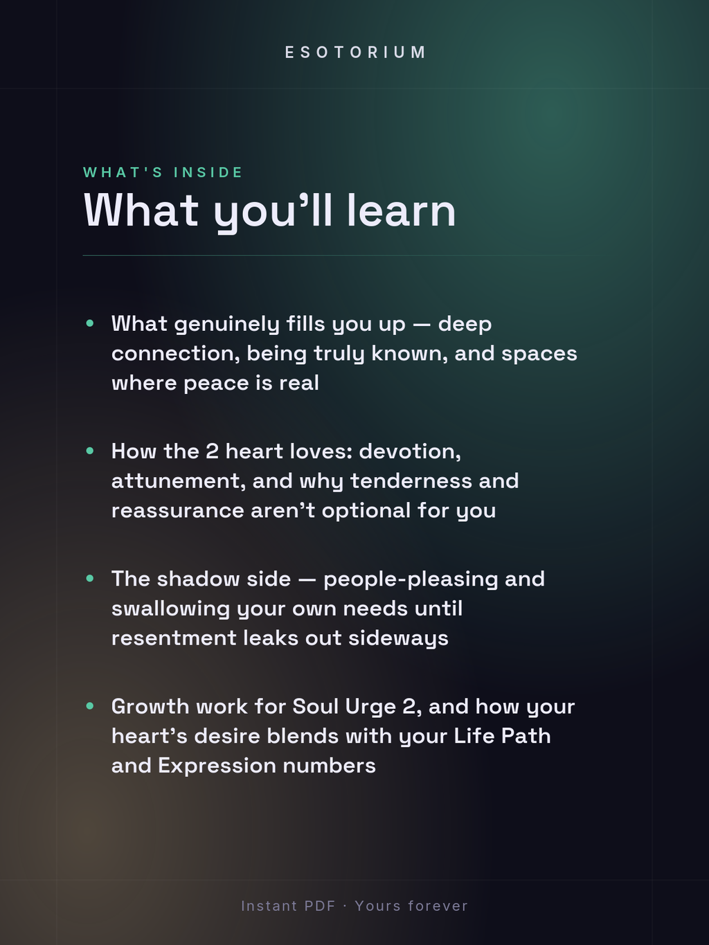 Soul Urge Number 2 — Your Heart's Desire — what you'll learn