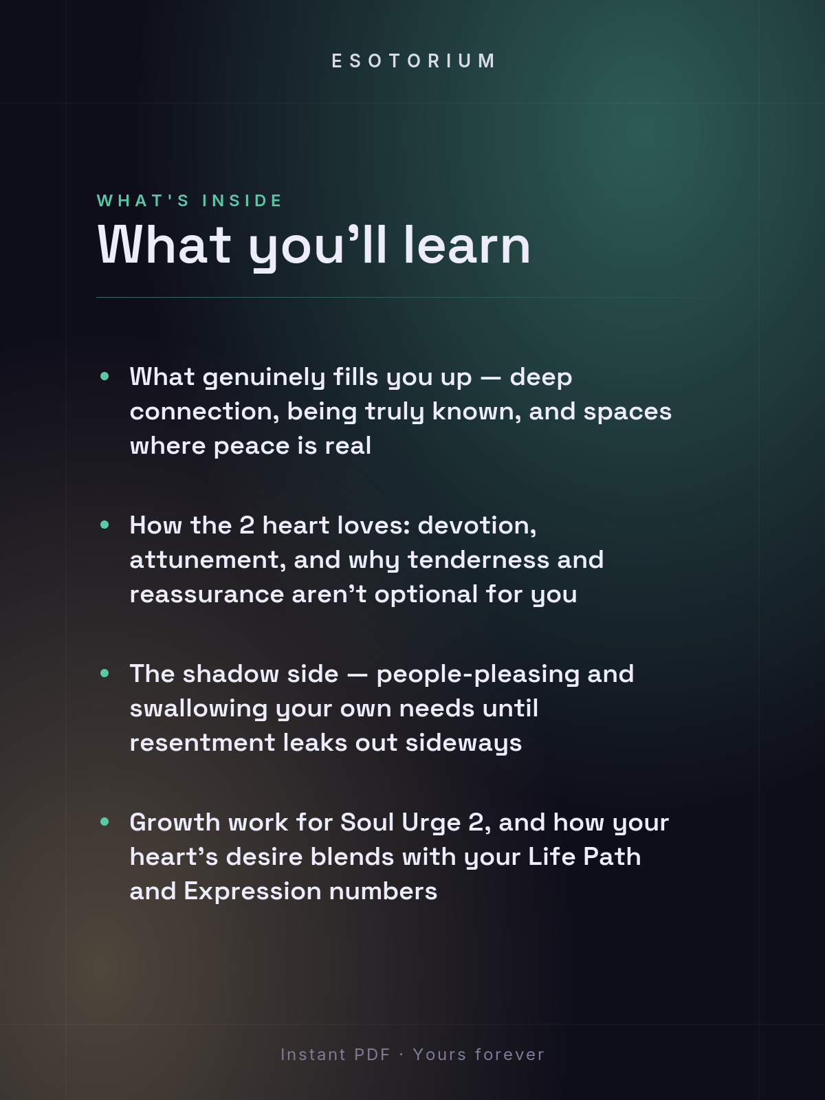 Soul Urge Number 2 — Your Heart's Desire — what you'll learn