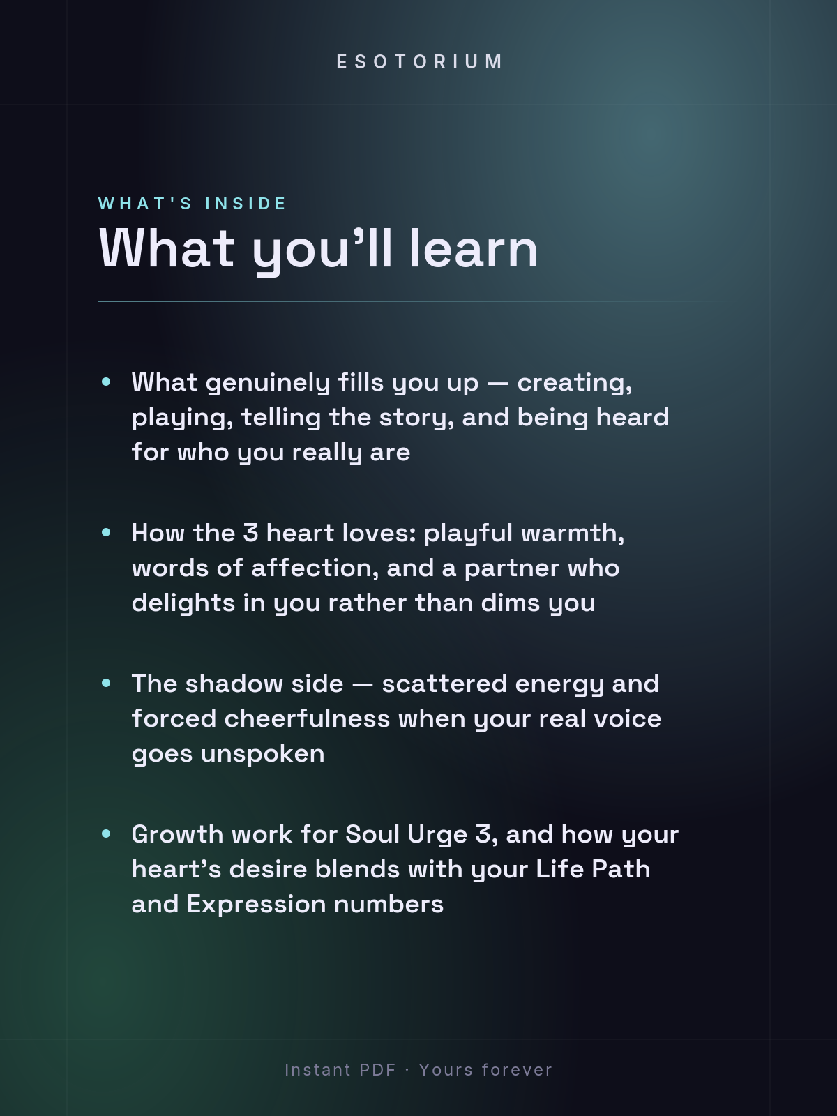 Soul Urge Number 3 — Your Heart's Desire — what you'll learn