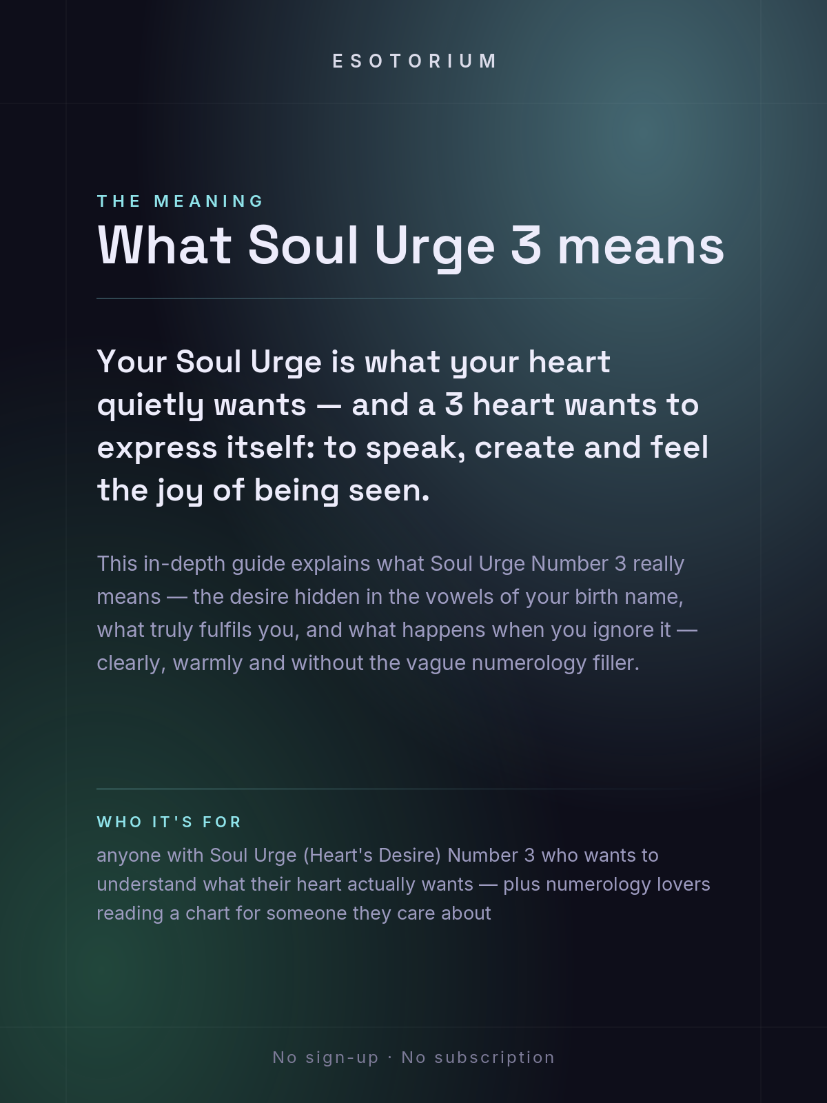 Soul Urge Number 3 — Your Heart's Desire — what it means