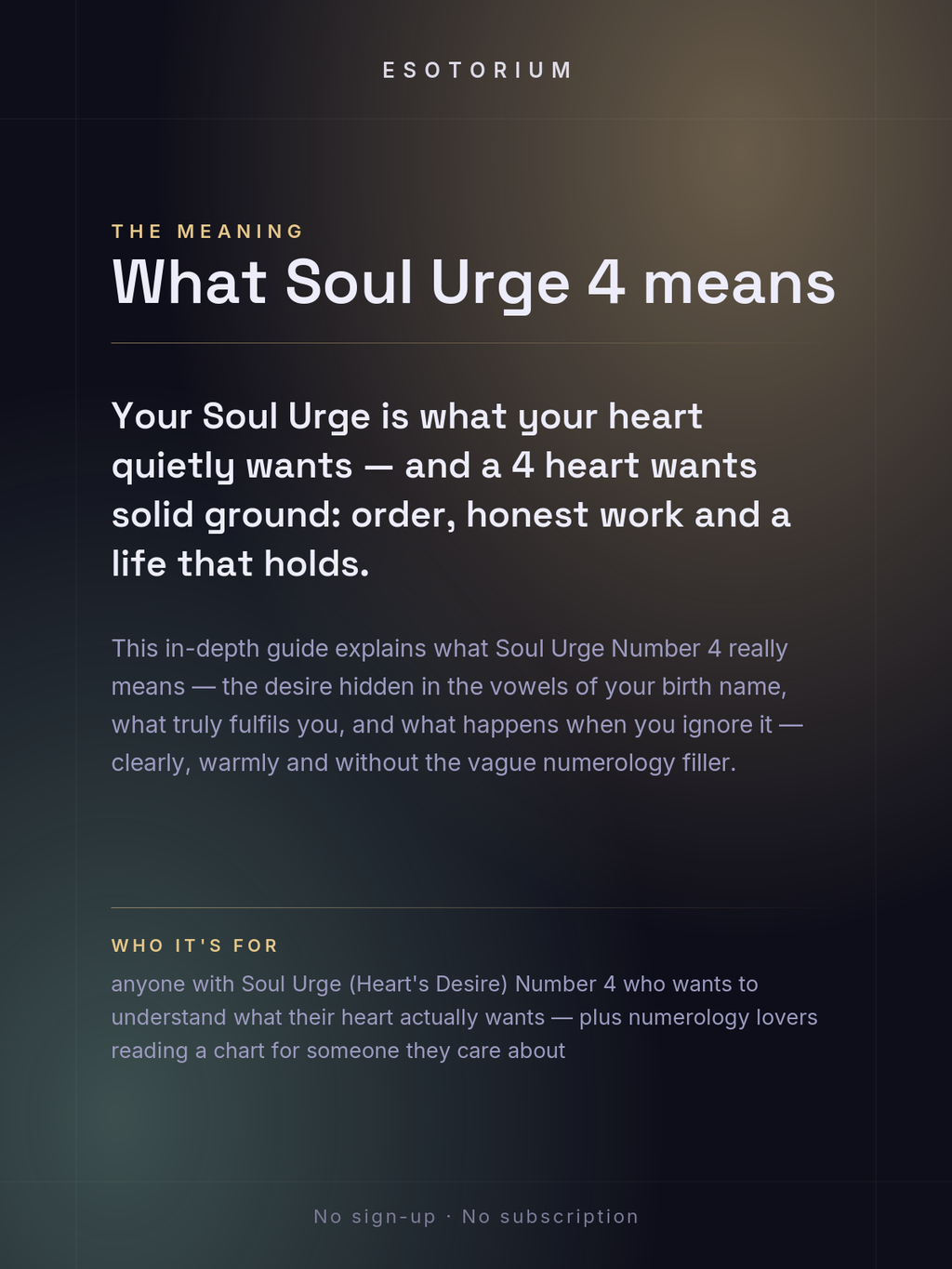 Soul Urge Number 4 — Your Heart's Desire — what it means