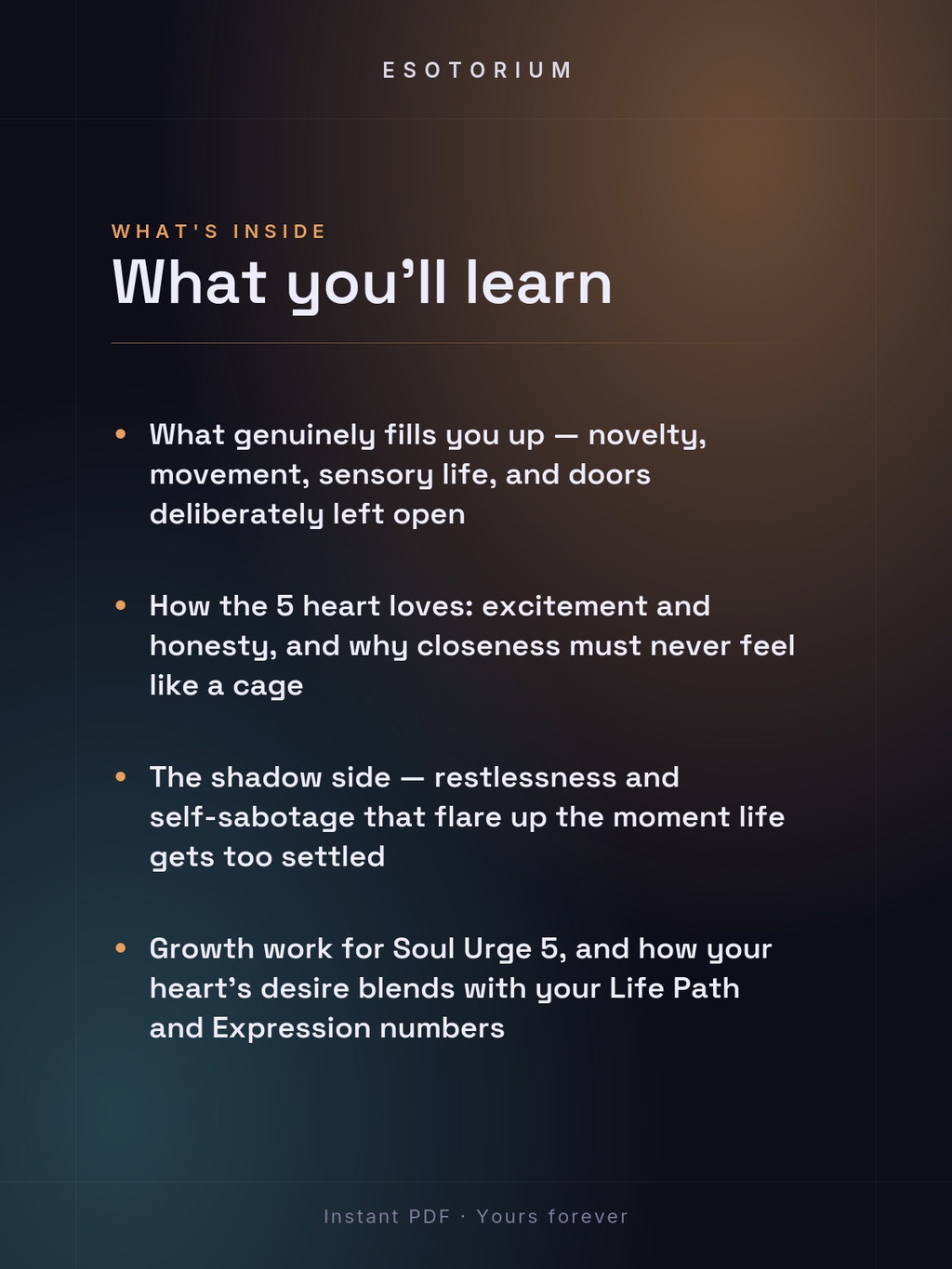 Soul Urge Number 5 — Your Heart's Desire — what you'll learn