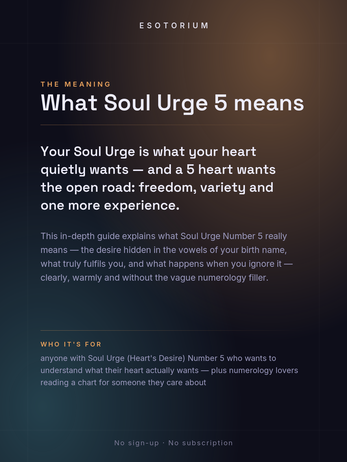 Soul Urge Number 5 — Your Heart's Desire — what it means
