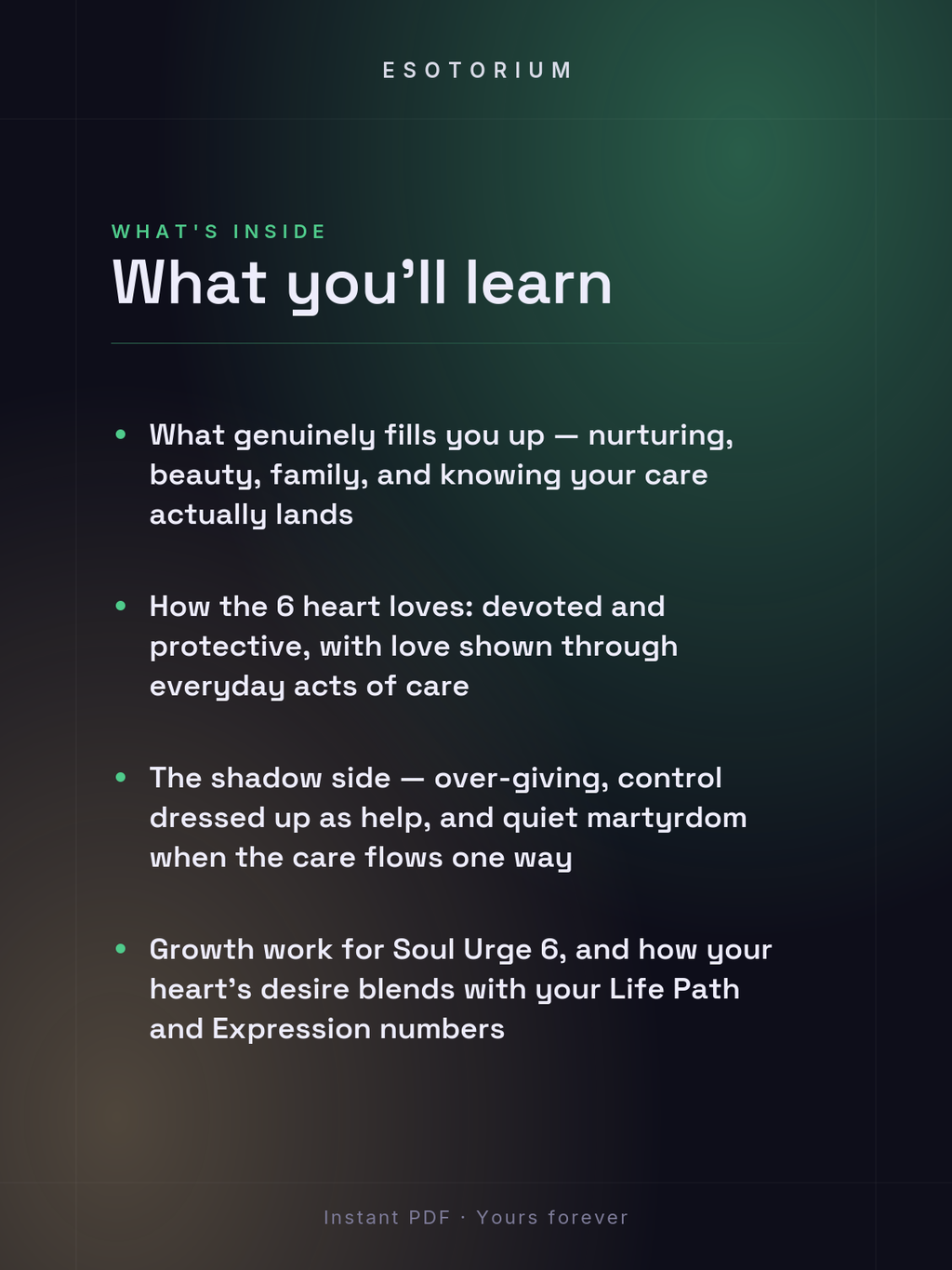 Soul Urge Number 6 — Your Heart's Desire — what you'll learn