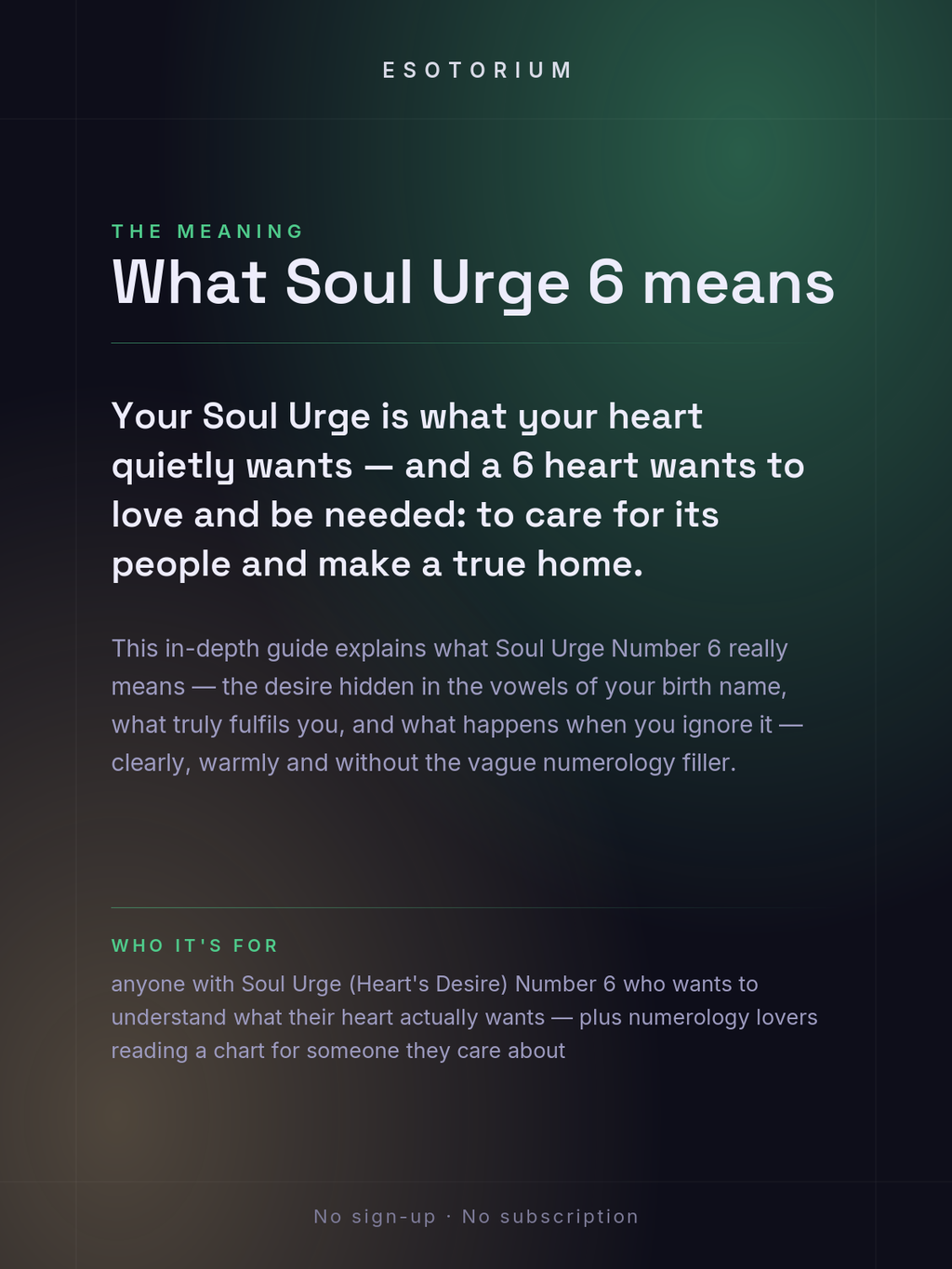 Soul Urge Number 6 — Your Heart's Desire — what it means